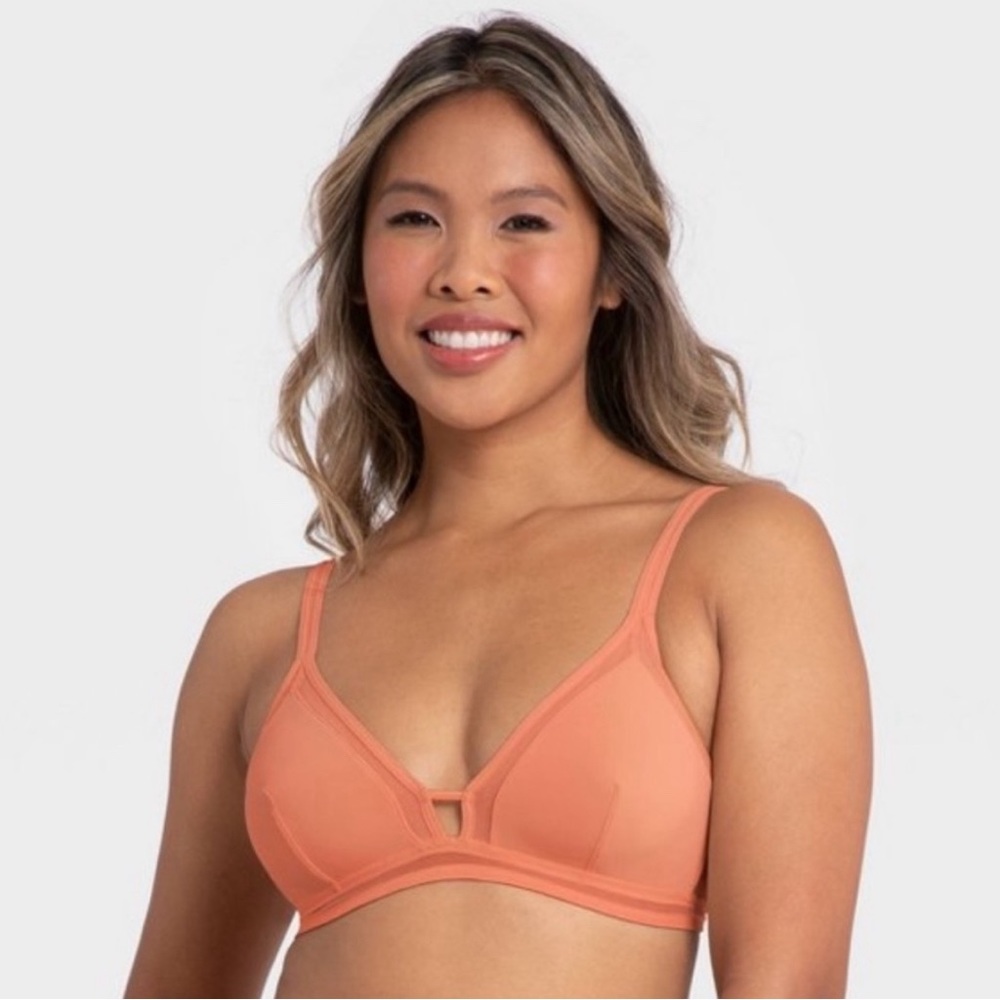All.You.LIVELY The Mesh Trim Terracotta Bralette Bra
